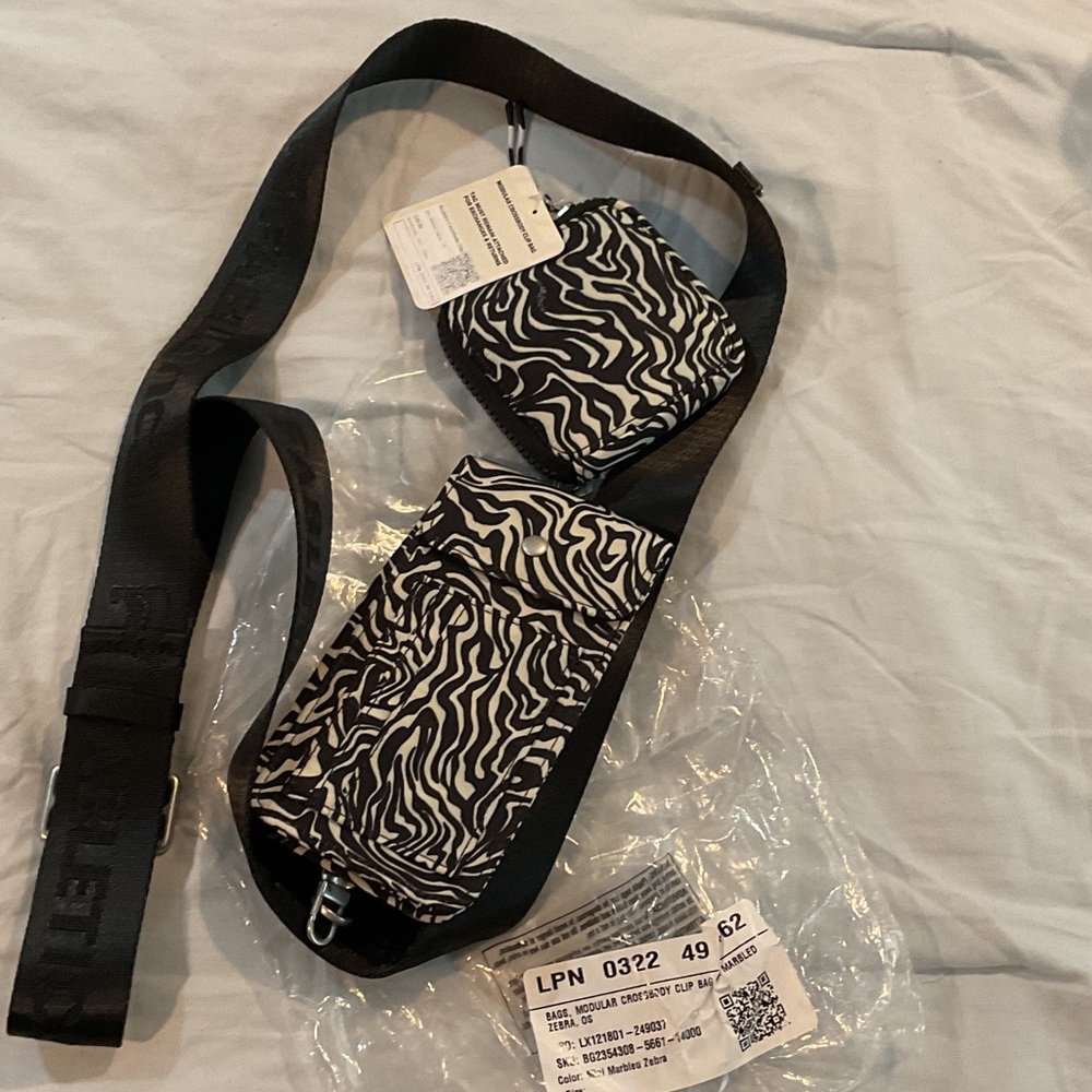 Fabletics Black and White Crossbody Bag